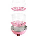Close-up of the transparent lid and removable egg tray of the 2-layer egg cooker.