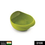Top-down view of a spacious plastic rice bowl strainer ready for use.