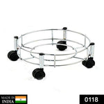 Side view of Indo Glow gas cylinder trolley for smooth movement