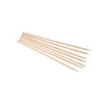 Packaging of multiple 30cm bamboo BBQ skewers for party and camping use.
