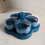 Lotus shape rotating dry fruit snack organizer box with transparent lid and compartments