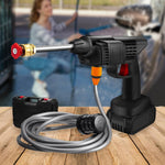 Front view of the 48V cordless car pressure washer, ready for action.