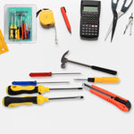 7-piece hand tool kit with magnetic wristband displaying tools and wristband