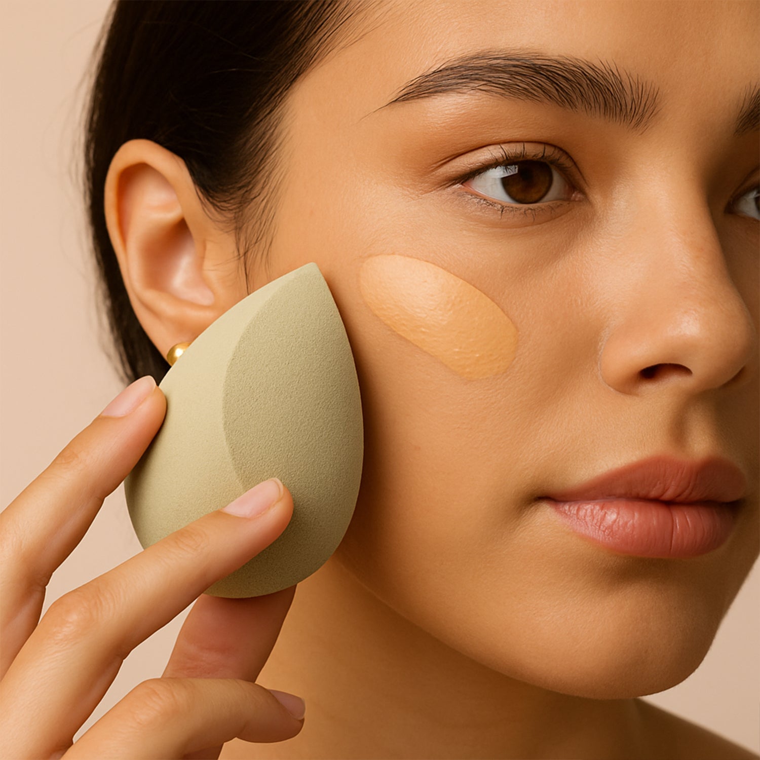 BeautyBare multicolor makeup sponge displayed on a clean white background.