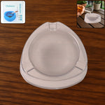 Transparent white ashtray with cigarette holder grooves and modern triangular design