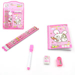 Complete Kids' Stationery Kit for school, including pencils, sharpener, and eraser.