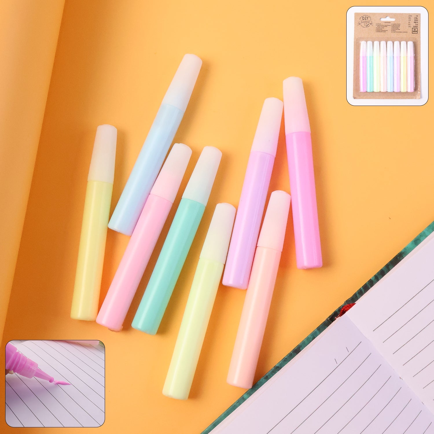 Multi-color craft glue pens in 8 vibrant pastel shades for creative projects