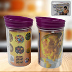 A set of two clear plastic food containers with blue airtight lids, ideal for kitchen storage.