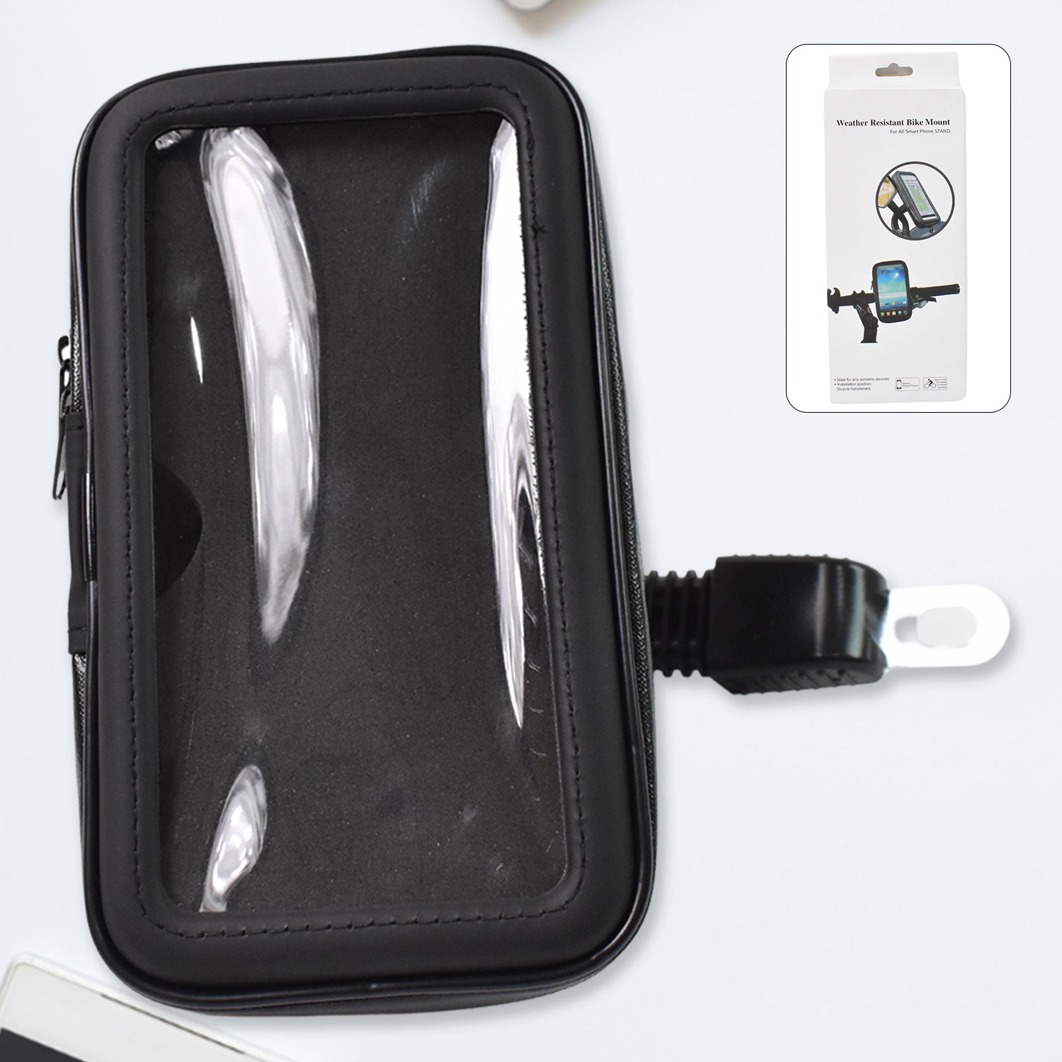 Front view of the sleek weatherproof phone case designed for outdoor cycling.