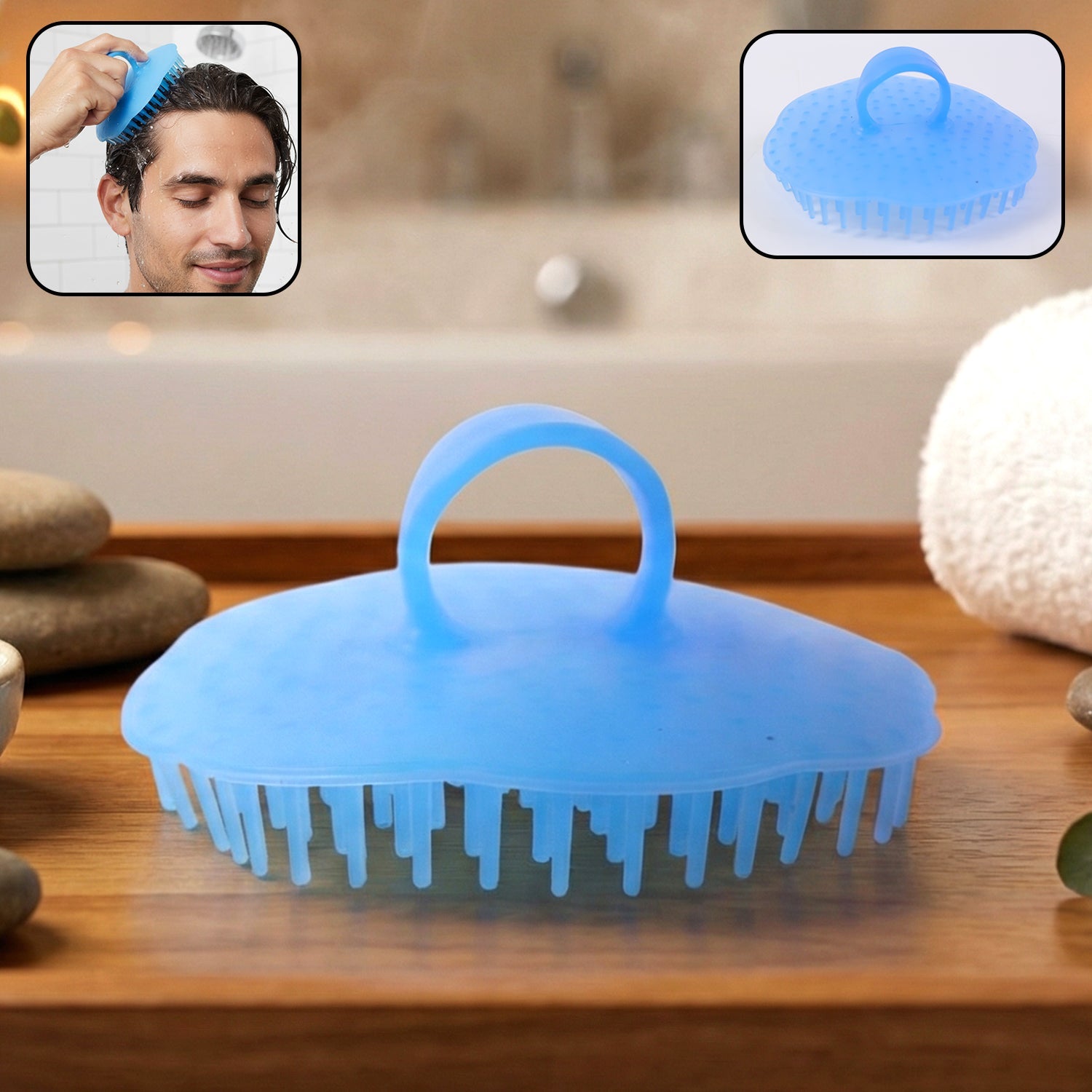 Silicone scalp massager shampoo brush with soft bristles for deep scalp cleansing