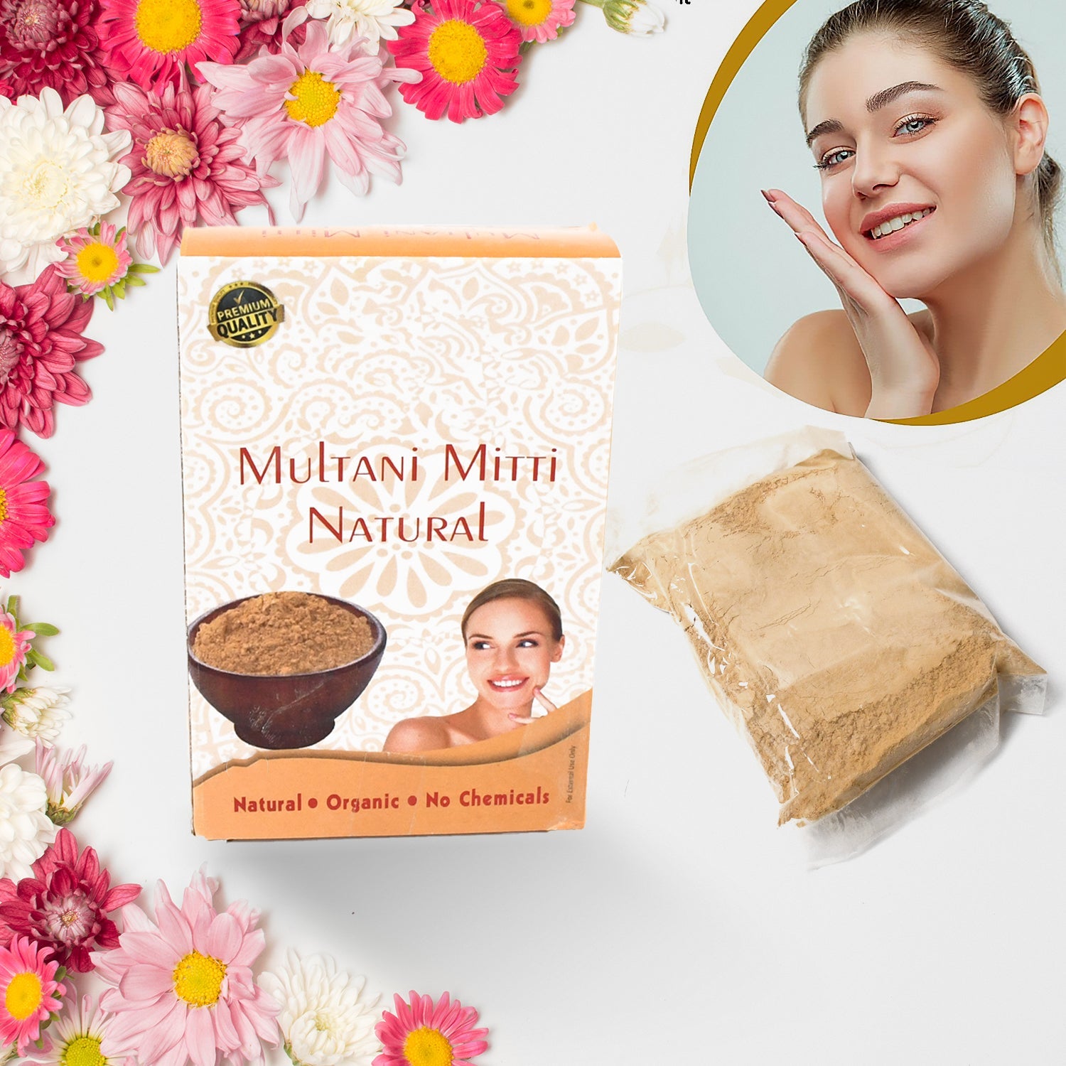 Woman applying Multani Mitti Face Pack for deep cleansing and oil control.