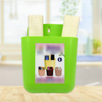 GlimmerHome 2-section wall holder neatly organizing a mobile phone and remote.