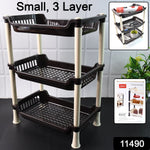 Close-up of ventilated trays on the 3-Tier Plastic Storage Rack Organizer