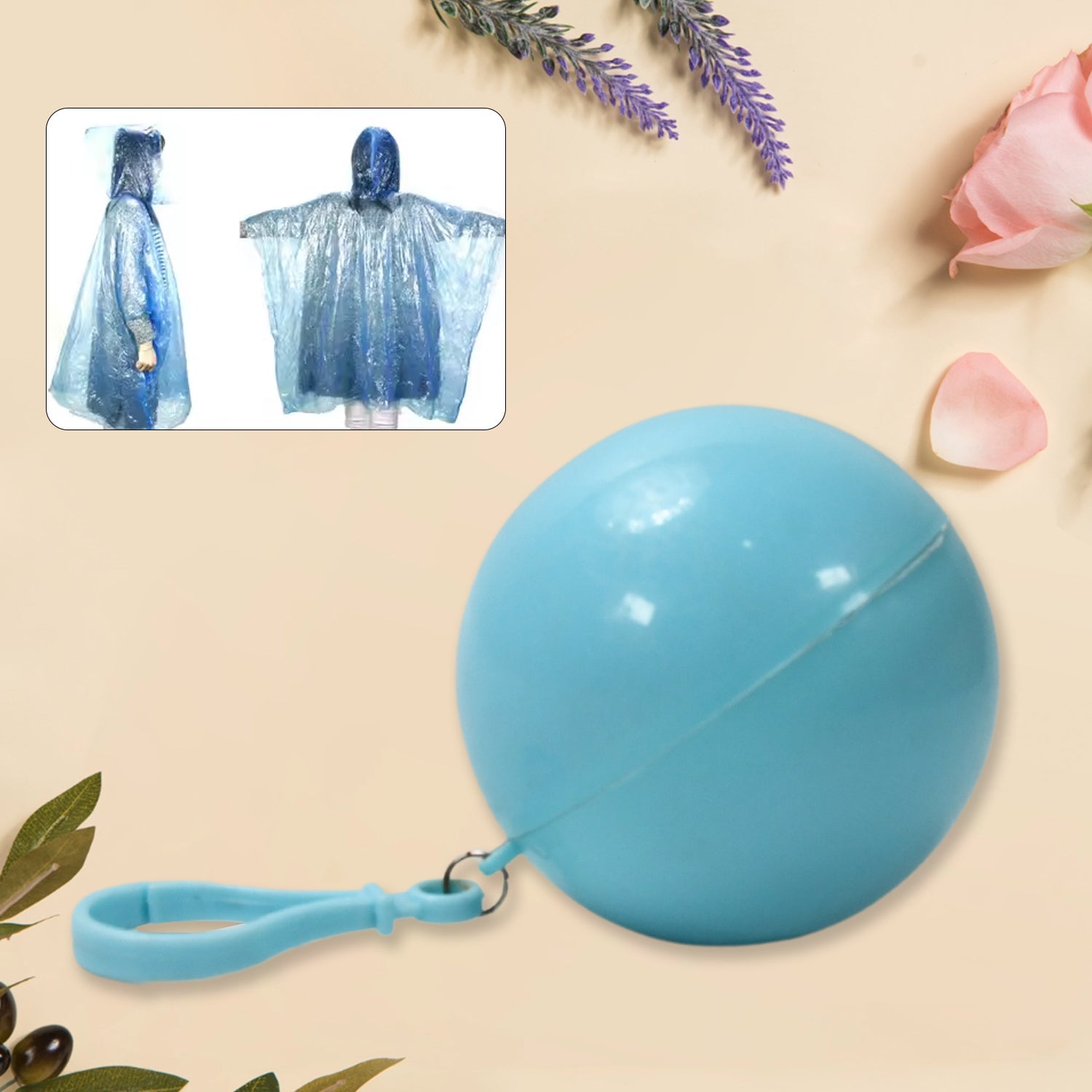 Kids disposable raincoat with waterproof hood and attachable clear plastic case
