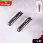 Close-up of folded stainless steel nail clippers, portable grooming tool