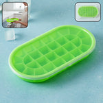 Oval silicone ice cube tray with lid for easy, odor-free freezing