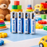 Pack of 4 ultra alkaline AAA batteries for household electronics and devices