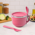 700 ML multipurpose noodle bowl with handle, lid, and fork by Apex