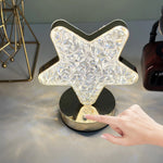 Elegant Crystal Diamond Lamp casting warm light in a cozy bedroom setting.
