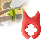 Adjustable plastic pot holder featuring a unique cat ear design for kitchen organization