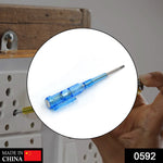 Versatile screwdriver with integrated metal voltage tester for electrical diagnostics.