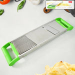 Close-up of Apex stainless steel vegetable slicer showing blade details