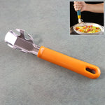 Stainless steel hot pot gripper securely lifting a pan