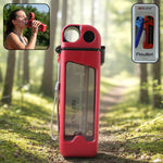 Red 500ml leakproof sports water bottle with one-touch spout and carry strap