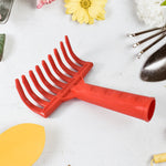 Ergonomic plastic garden hand rake with durable 9-tooth design