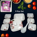 Unboxing the Hector plastic dinner set, showing the color box packaging.