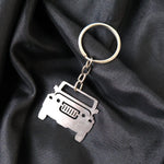 Metal Jeep shape keychain with polished stainless steel finish