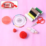 Complete portable sewing kit with needles and scissors