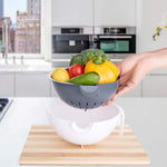 Kitchen vegetable washing basket with drain