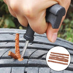 All 8 pieces of the tubeless tyre repair kit including rubber strips.