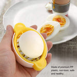 The durable egg slicer positioned on a kitchen counter, ready for meal preparation.