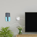 Side view of the versatile wall phone holder showing its slim profile.