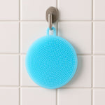 Comfort grip sky blue silicone dish scrubber sponge