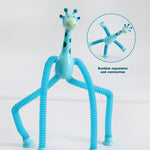 Collection of vibrant LED giraffe telescopic toys ready for play.