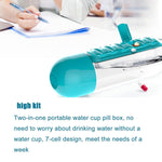 Portable Pill Organizer Water Bottle featuring a vibrant, multi-color design.