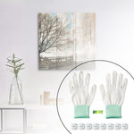 Contents of the picture hanging kit arranged on flat surface