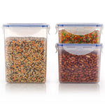 Empty stackable airtight food storage containers ready for use.
