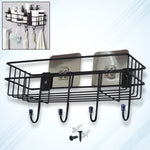 Front view of lightweight 3-in-1 shower shelf rack made of iron