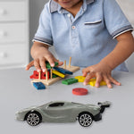 Side angle view of a Die-Cast Metal Mini Car Toy with free wheels