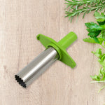 Stainless steel chili corer displayed cleanly on a white background.
