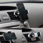Universal car phone mount with gravity design gripping a smartphone