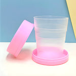 A close-up of the lightweight folding travel cup, highlighting its portable design.