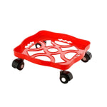 Durable square plastic gas cylinder stand with four wheels on a white background.