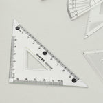 Angle measurement protractor from 4-piece transparent geometry set