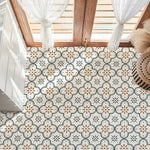 Applying a Peel and Stick Tile to a smooth wall surface, demonstrating simple DIY installation.