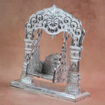 Traditional decorative silver-finished Bal Gopal Jhula swing for pooja
